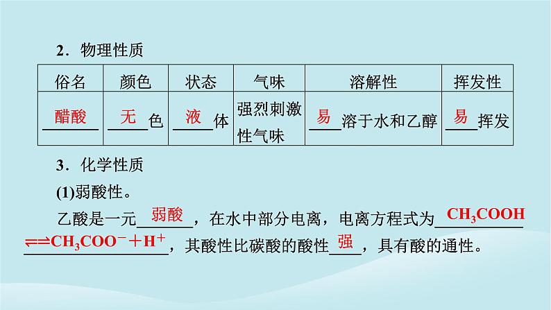 2024春高中化学第七章有机化合物第三节乙醇与乙酸第二课时乙酸官能团与有机化合物的分类课件新人教版必修第二册第5页