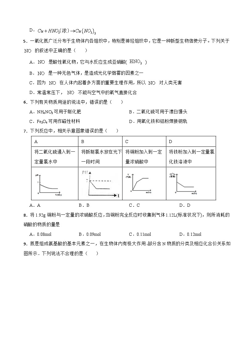 5.2 氮及其化合物 课时练习 2023-2024学年高一下学期化学人教版（2019）必修第二册第2页