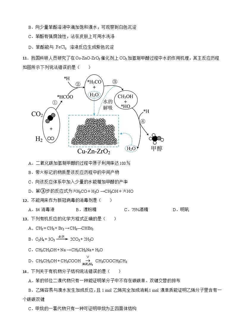 3.2 醇酚 测试题2023-2024学年高二下学期人教版（2019）化学选择性必修3第3页