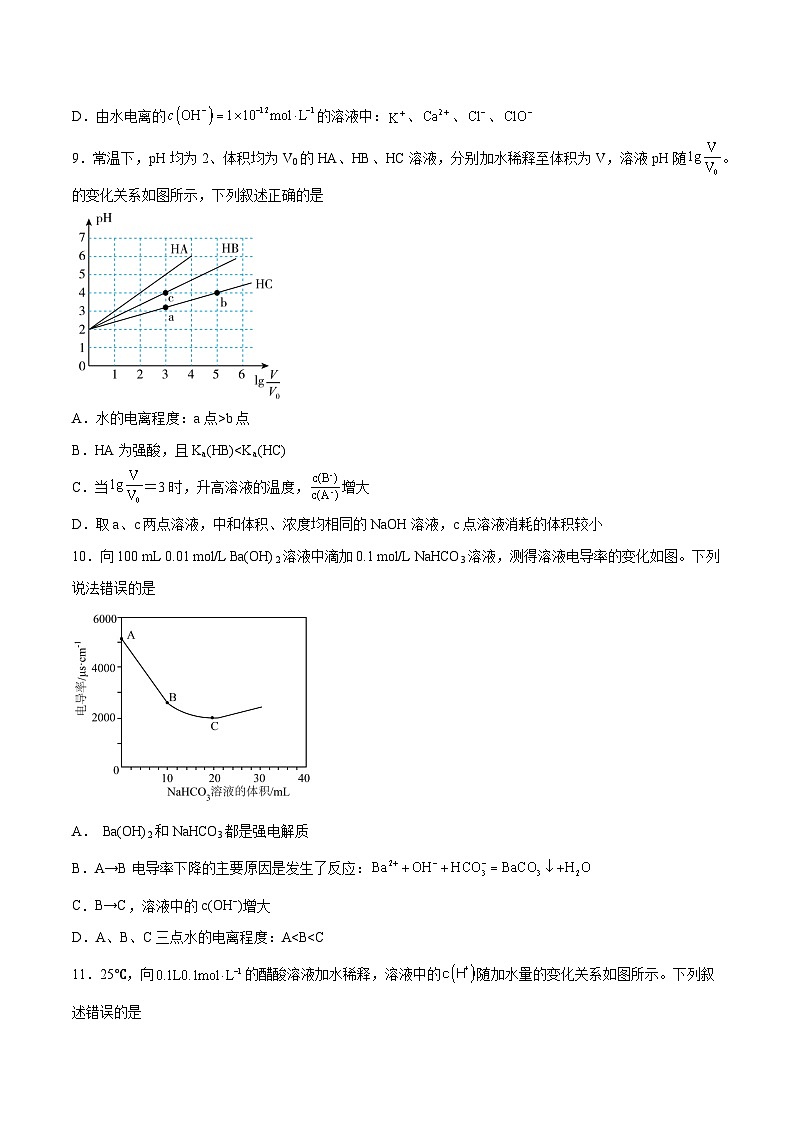 第22讲  水的电离与溶液的pH（练）- 2024年高考化学大一轮复习【讲义+练习+专题】03