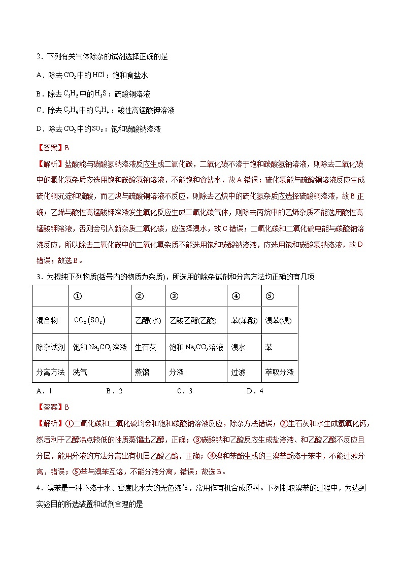 第26讲  物质的分离、提纯、检验与鉴别（练）- 2024年高考化学大一轮复习【讲义+练习+专题】02