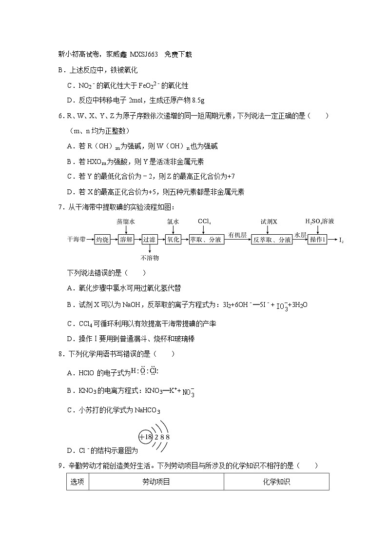 100，湖南省岳阳市 岳阳县第一中学2023-2024学年高一下学期开学化学试题02