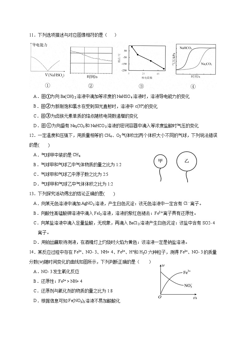 海南省琼海市嘉积中学2023-2024学年高一下学期开学化学试题03