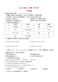 四川省绵阳市2023_2024学年高一化学上学期9月月考试题无答案