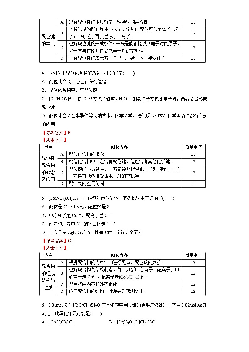高二化学（人教版）选择性必修第2册 第三章 第四节 第一课时 配合物与超分子-教学课件、教案、学案、作业02