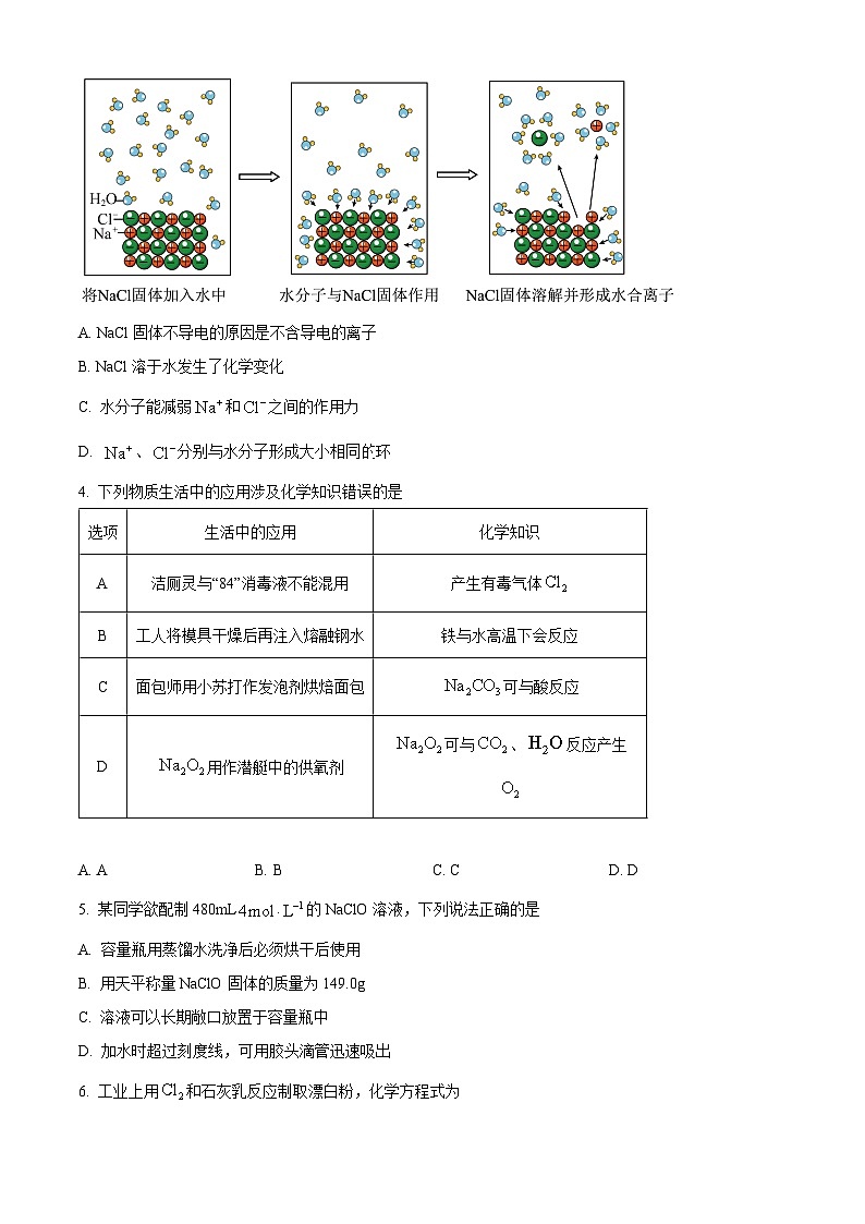 精品解析：山西省部分学校2023-2024学年高一上学期1月期末化学试题（原卷版）第2页