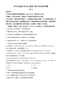 山东省济宁市实验中学2023-2024学年高二上学期期中考试化学试题（原卷版+解析版）