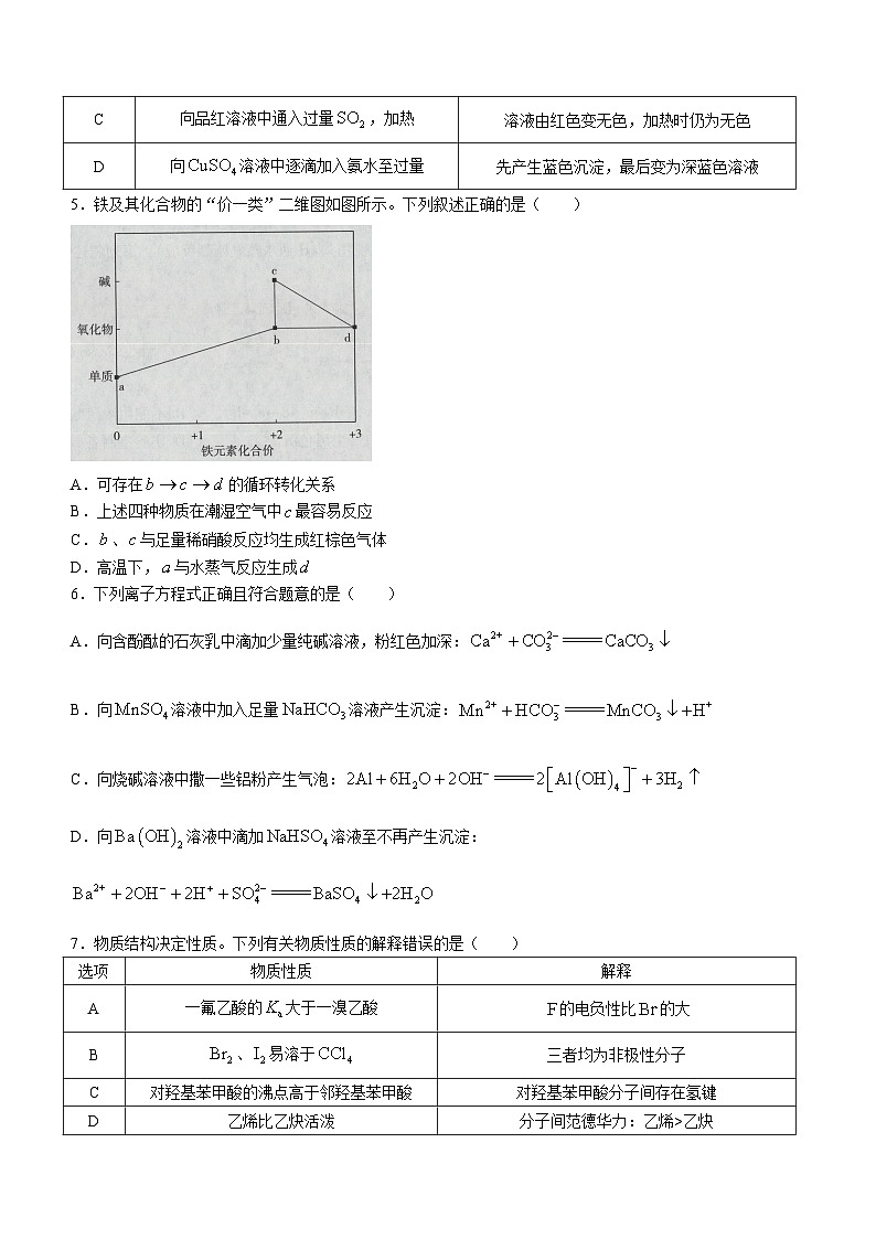 2024海南省部分学校高三下学期高考全真模拟卷（六）化学含解析第2页