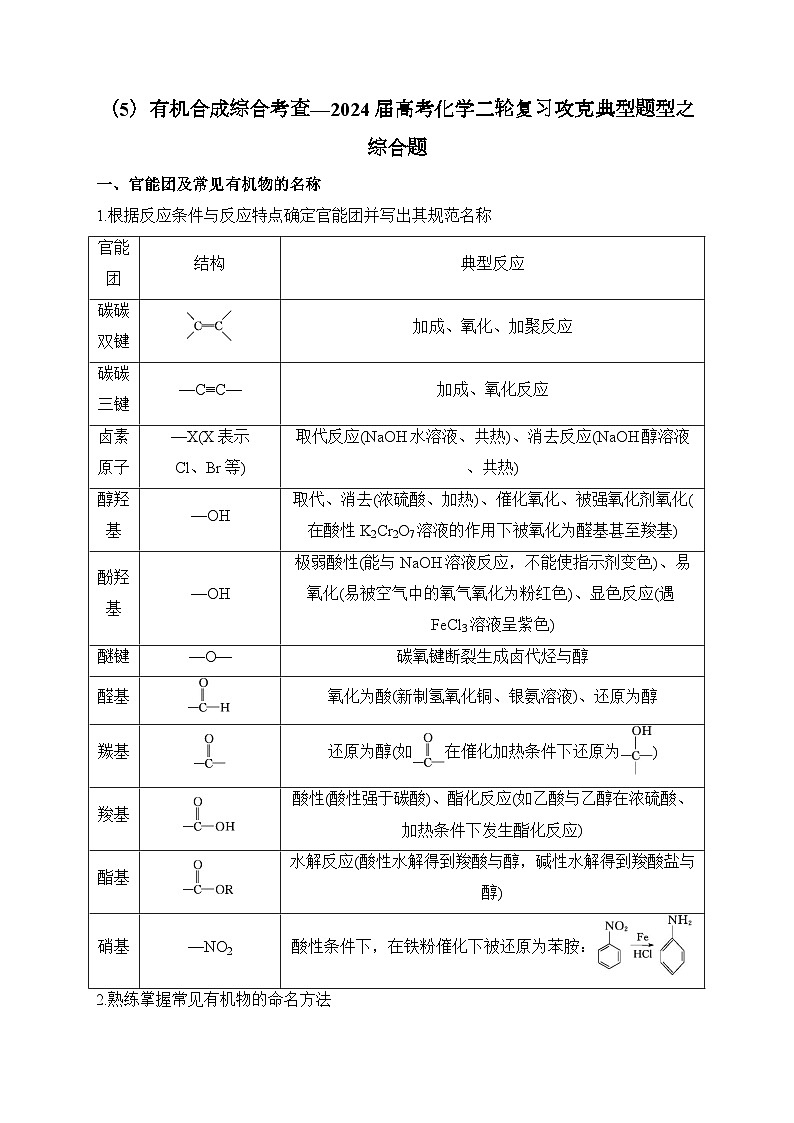 （5）有机合成综合考查——2024届高考化学二轮复习突破典型题型之综合题第1页