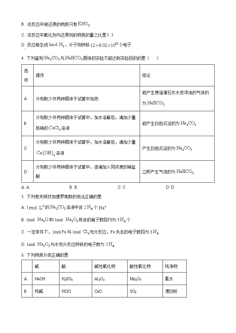 福建省厦门市外国语学校2022-2023学年高一上学期期中考试化学试题（原卷版+解析版）02