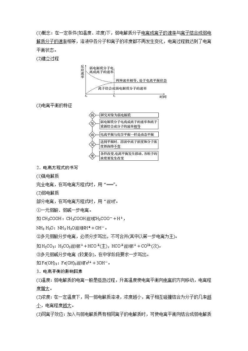 高中化学新教材同步选择性必修第一册 第三章 第一节 第一课时 弱电解质的电离平衡（同步讲义）第3页