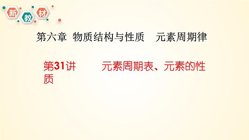 第31讲 元素周期表、元素的性质-【精梳精讲】2024年高考化学大一轮精品复习课件（新教材）01