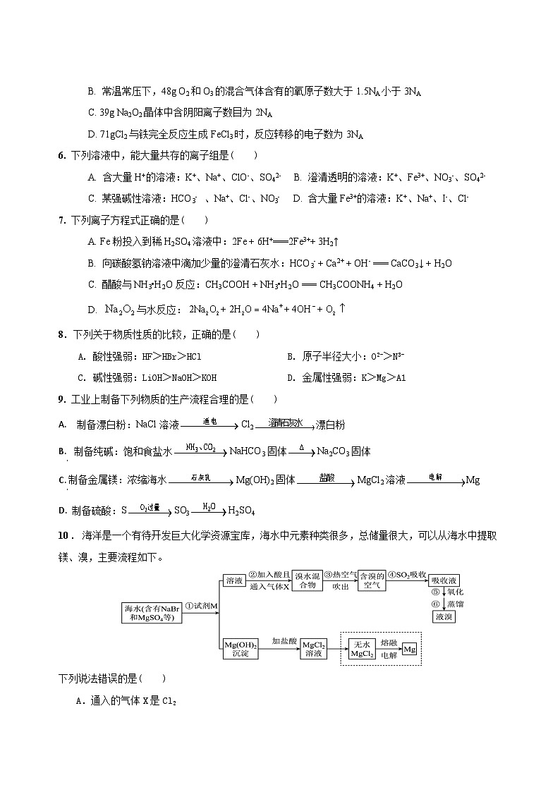 江苏省盐城市建湖高级中学2023-2024学年高一下学期开学考试化学试卷（Word版附答案）02