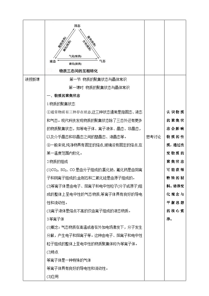 人教版化学选择性必修二3.1.1  物质的聚集状态与晶体的常识教案02