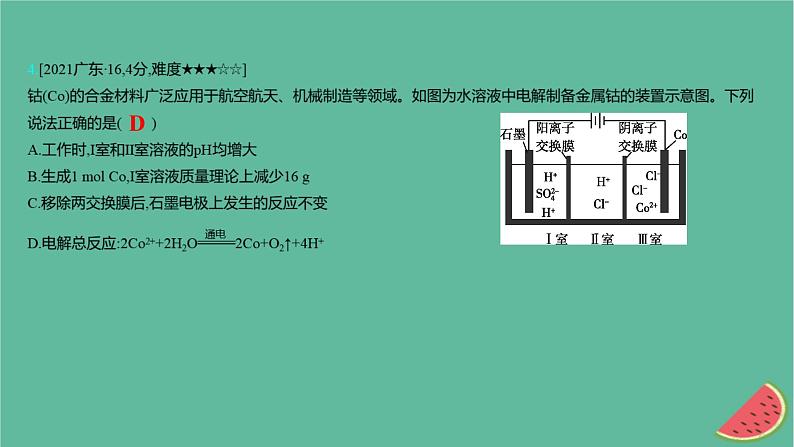 2025版高考化学一轮复习真题精练第九章化学反应与电能第29练电解原理及应用课件第8页