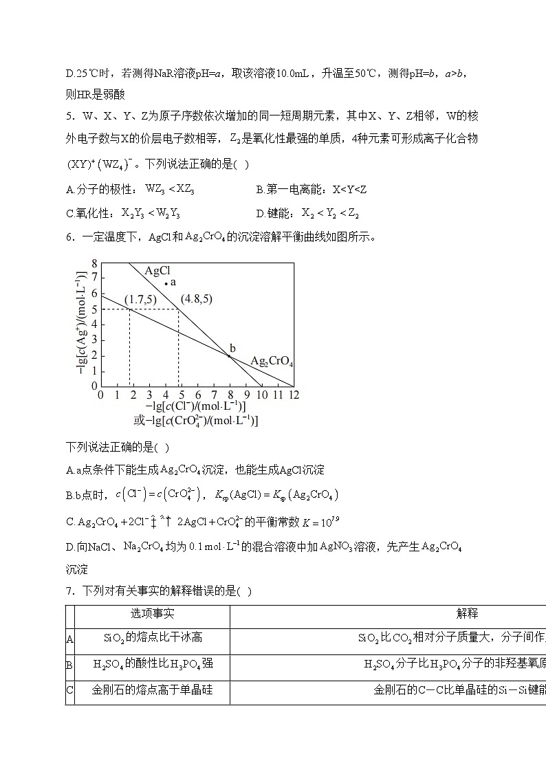 邵阳市第二中学2023-2024学年高二下学期开学考试化学试卷(含答案)02