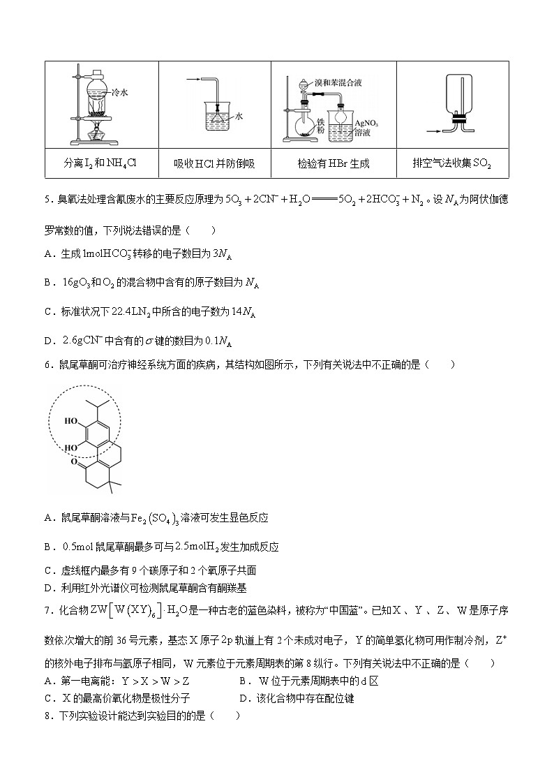 2024张掖某校高三下学期3月模拟考试化学含解析第2页