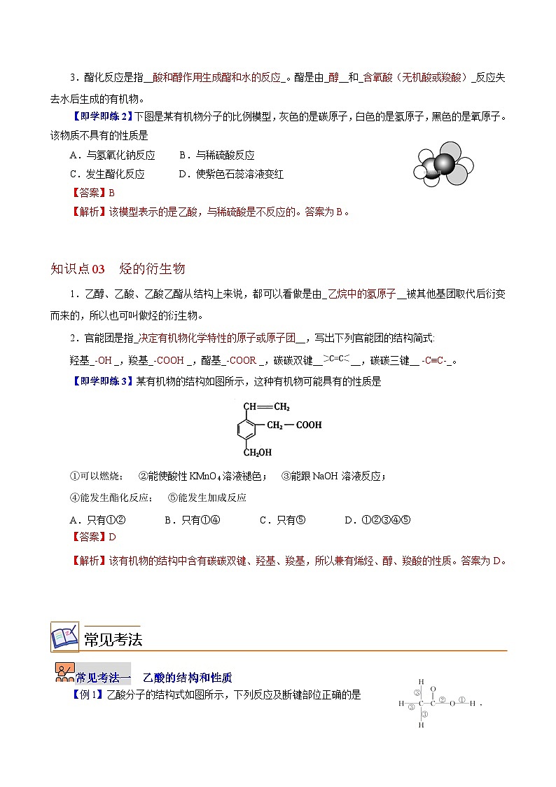 7.3.2  乙酸（教师版）-高一化学同步精品讲义（沪科版必修第二册）第2页