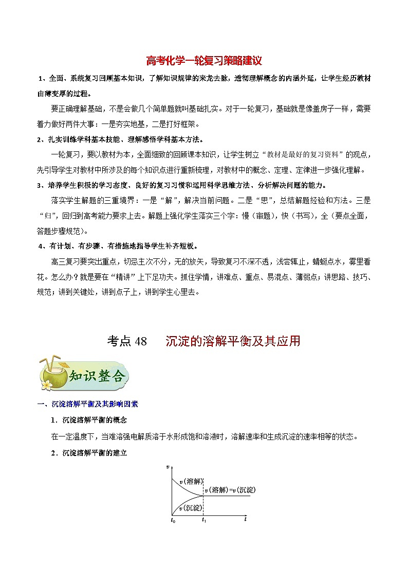 最新高考化学考点一遍过（讲义） 考点48 沉淀的溶解平衡及其应用第1页