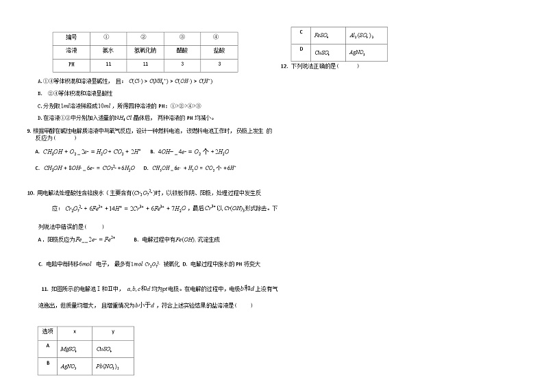 江西省上饶市余干县私立蓝天中学2023-2024学年高二上学期期末考试化学试题（Word版含答案）02