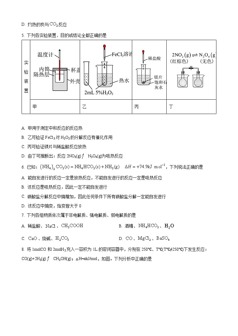 精品解析：湖南省长长沙市德成学校2023-2024学年高二上学期11月期中考试化学试题（原卷版）第2页