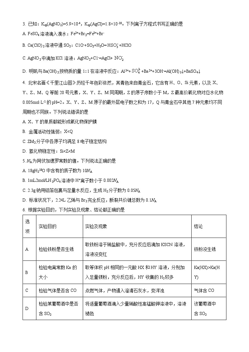 四川省泸州市2023届高三下学期二模化学试题（Word版附解析）02
