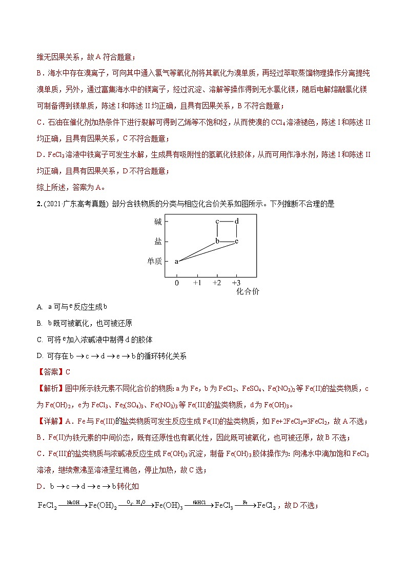 最新高考化学总复习高频考点必刷1000题  必练10 元素及其化合物、二维价态图30题（广东专用）02
