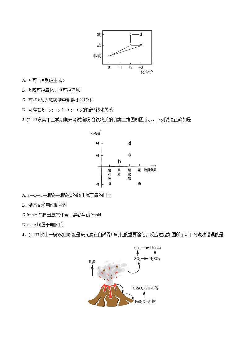 最新高考化学总复习高频考点必刷1000题  必练10 元素及其化合物、二维价态图30题（广东专用）02