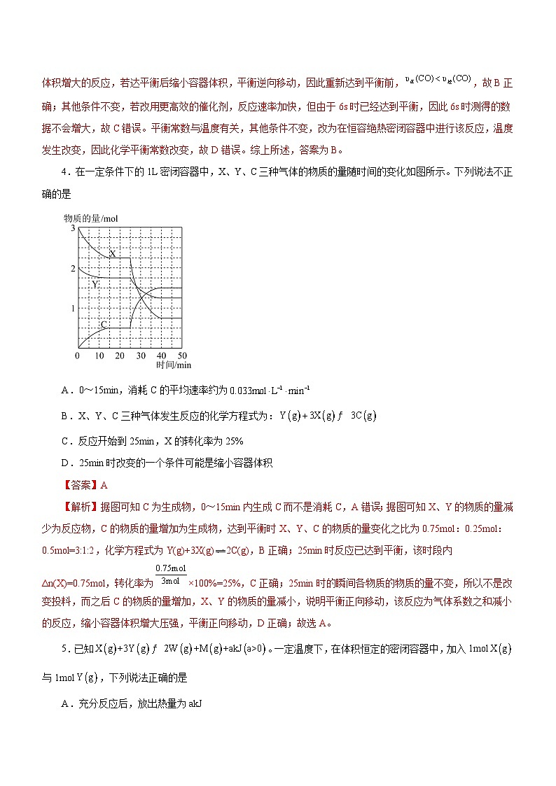 最新高考化学二轮复习讲练测  专题09 化学反应速率与化学平衡（测）03