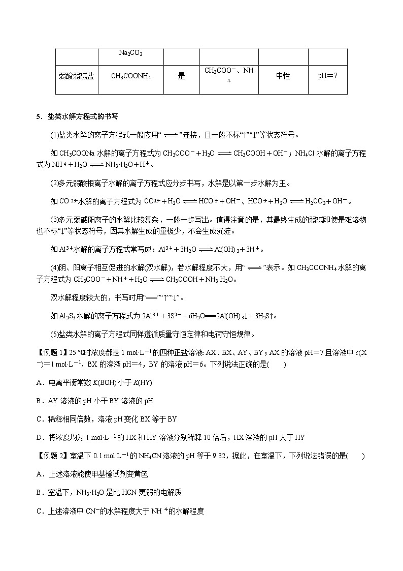 第40讲 盐类的水解 -备战2023年高考化学【一轮·夯实基础】复习精讲精练02
