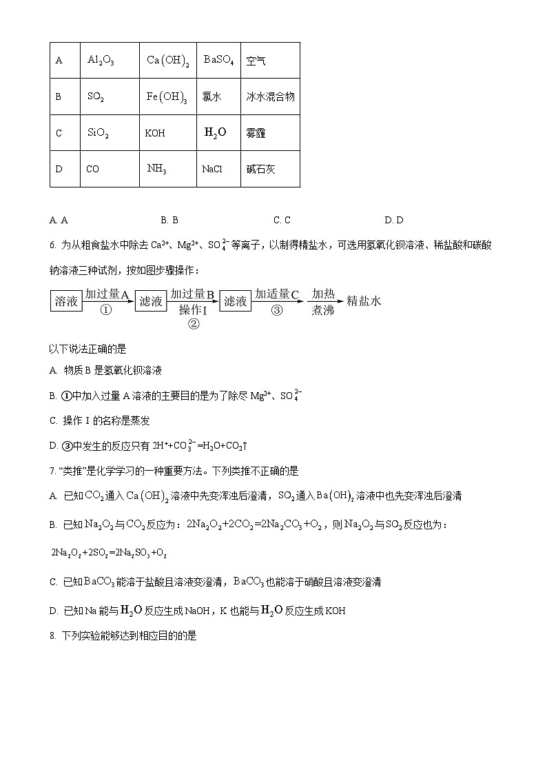 广东省深圳市人大附中深圳学校2023-2024学年高一上学期期中考试化学试题（原卷版+解析版）02
