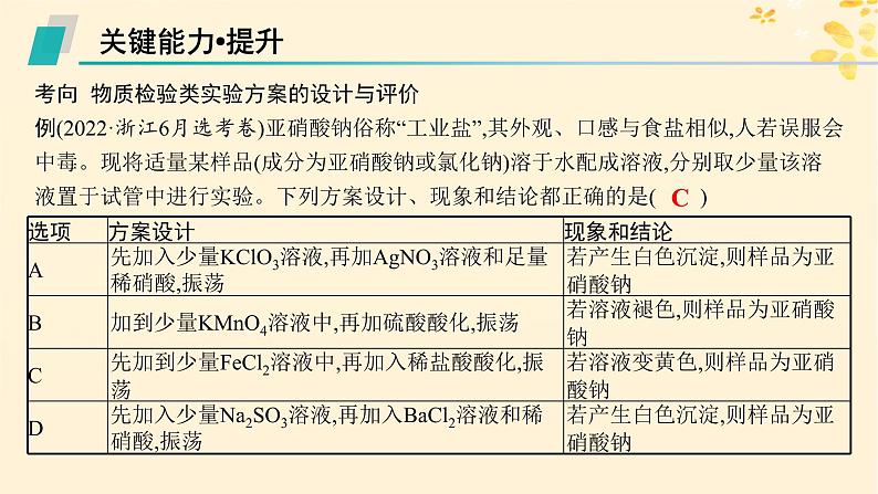 备战2025届新高考化学一轮总复习第10章化学实验基础和综合探究第57讲简单实验方案的设计与评价课件06