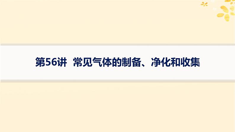 备战2025届新高考化学一轮总复习第10章化学实验基础和综合探究第56讲常见气体的制备净化和收集课件01