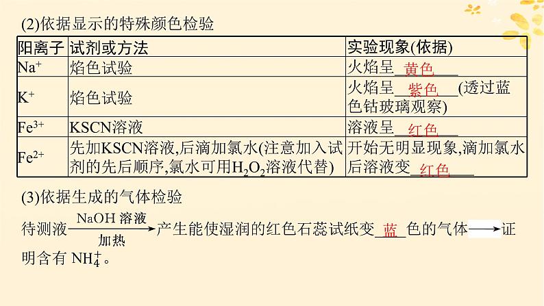 备战2025届新高考化学一轮总复习第10章化学实验基础和综合探究第55讲离子的检验物质的鉴别与推断课件06