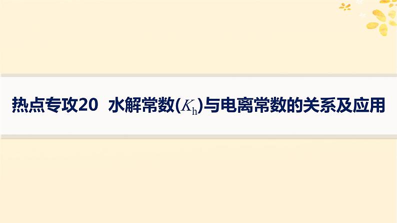 备战2025届新高考化学一轮总复习第8章水溶液中的离子反应与平衡热点专攻20水解常数Kh与电离常数的关系及应用课件01