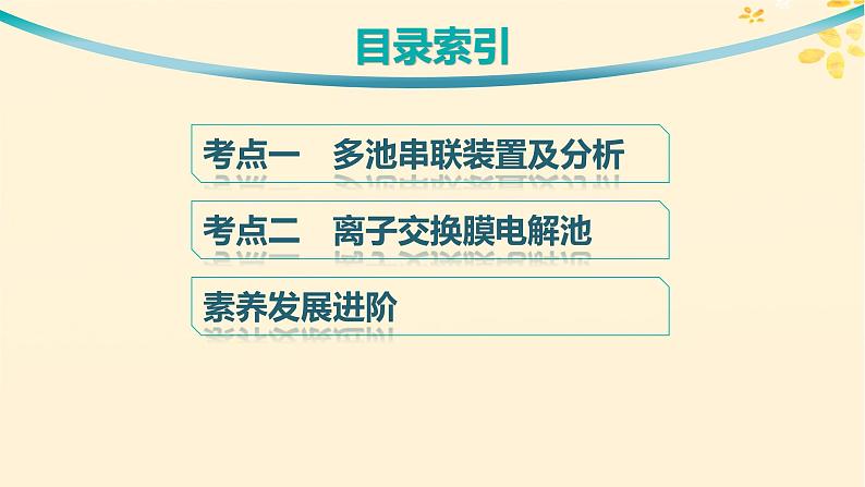 备战2025届新高考化学一轮总复习第6章化学反应与能量第33讲多池或多室电化学装置及分析课件第3页