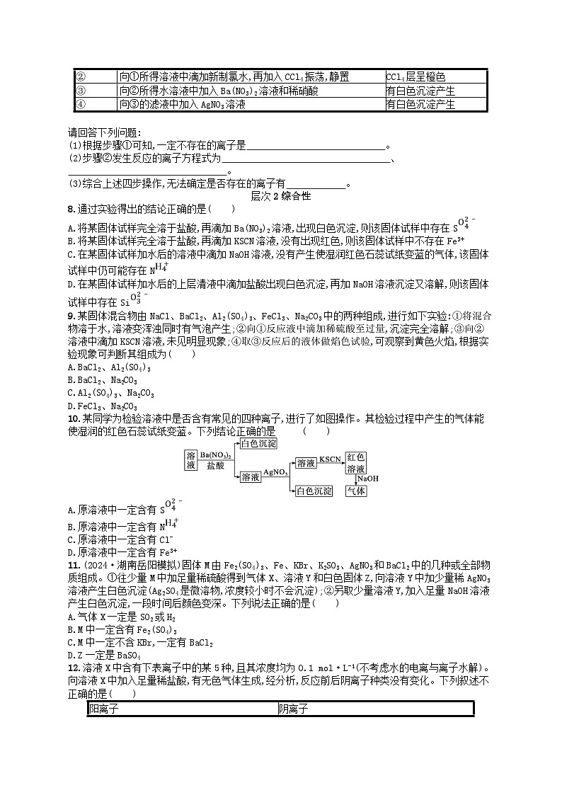 备战2025届新高考化学一轮总复习分层练习第10章化学实验基础和综合探究第55讲离子的检验物质的鉴别与推断（附解析）第2页