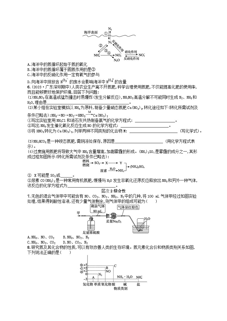 备战2025届新高考化学一轮总复习分层练习第4章非金属及其化合物第21讲含氮物质之间的转化绿色化学与环境保护（附解析）02