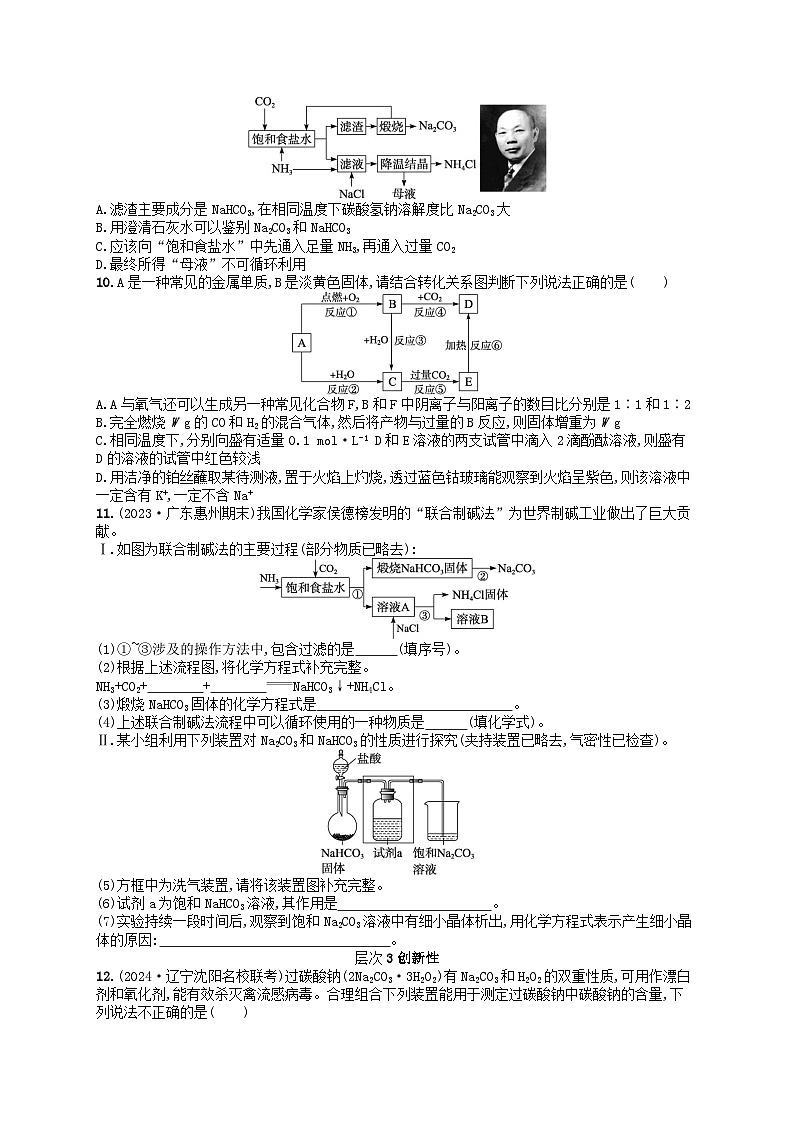 备战2025届新高考化学一轮总复习分层练习第3章金属及其化合物第9讲碳酸钠与碳酸氢钠碱金属（附解析）第3页