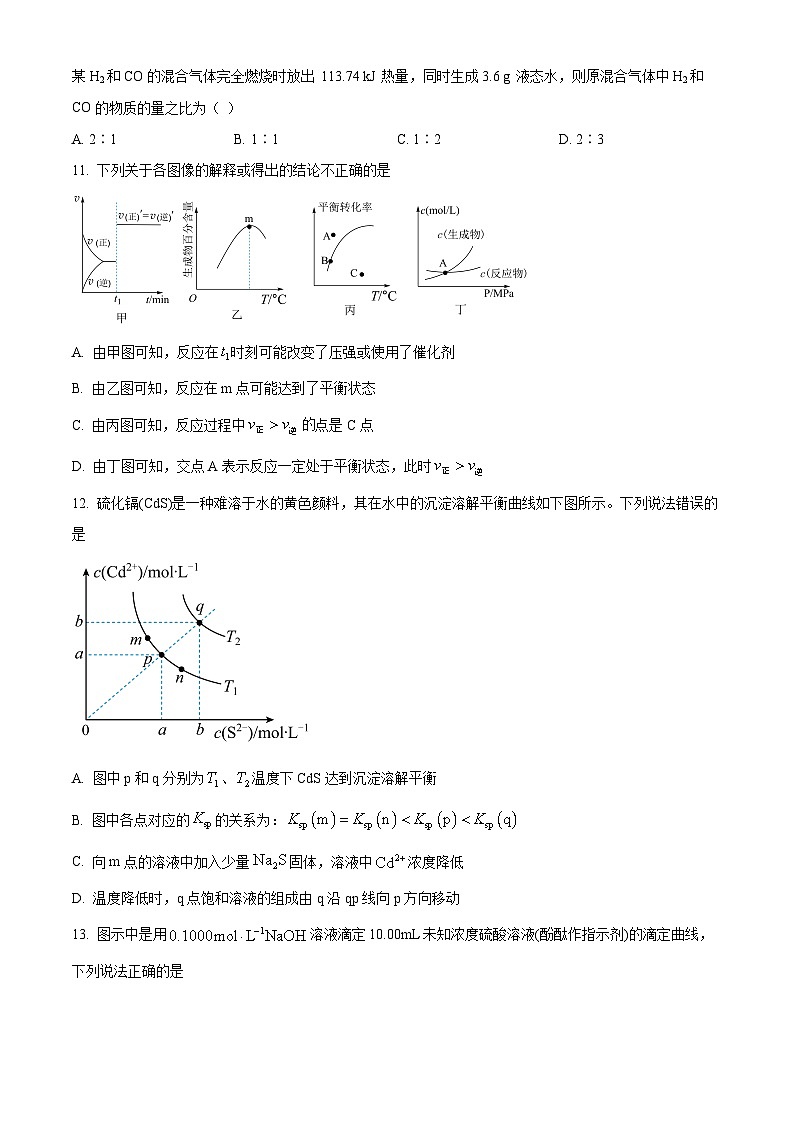 2024天水一中高二下学期开学考试化学含解析03