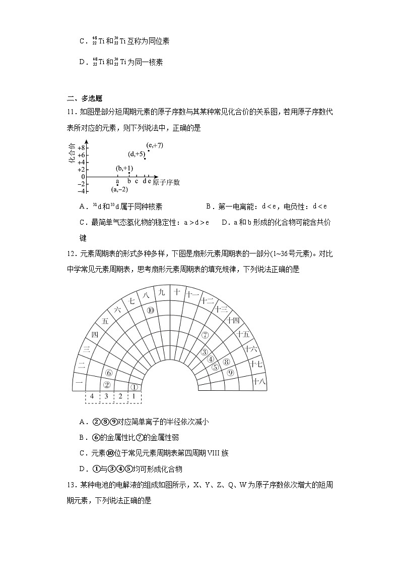 1.2原子结构与元素的性质同步练习  人教版高中化学选择性必修203