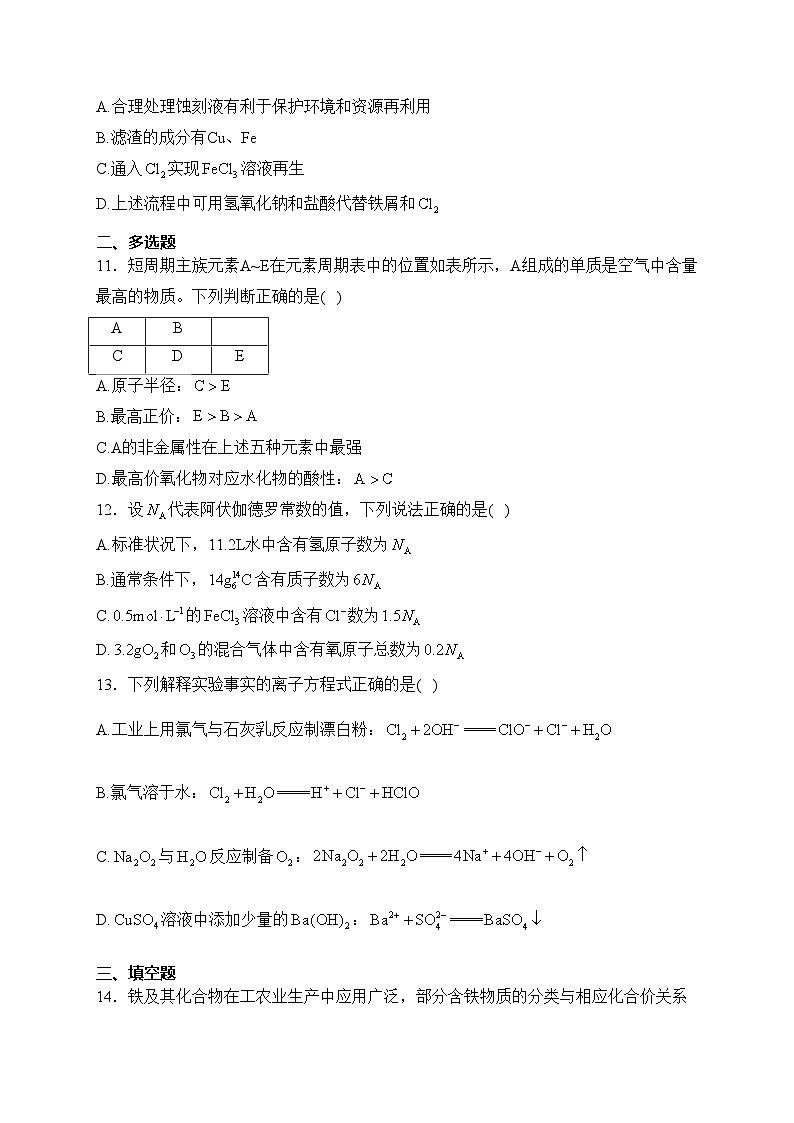 安徽省利辛县第一中学2022-2023学年高一下学期开学考试化学试卷(含答案)第3页
