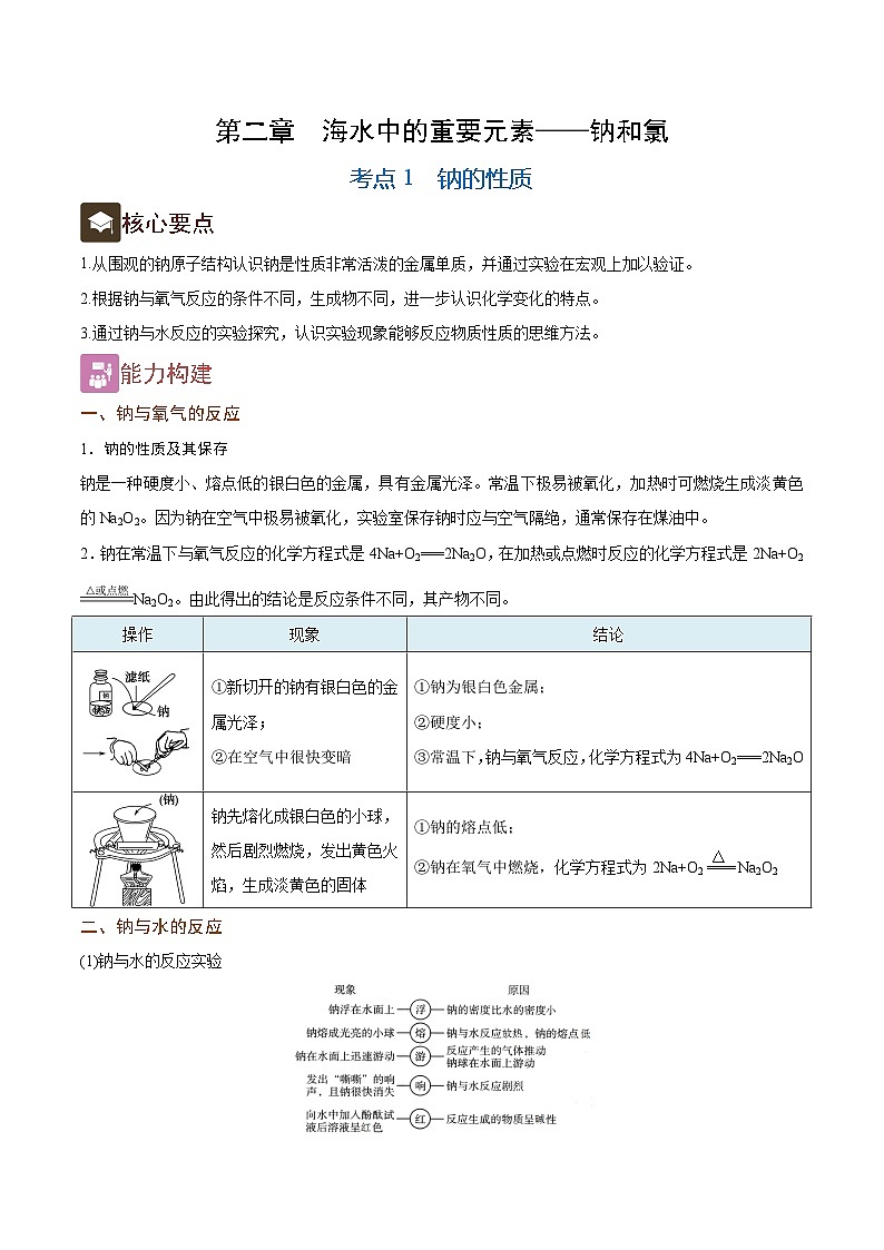 2.1 钠的性质（精讲）-2024-2025学年高一化学上学期常考题型精讲与精练高分突破（人教版）01