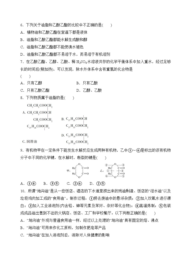 8.2.3 酯　油脂（分层练习）-2023-2024学年高一化学同步精品课件+分层练习（苏教版必修第二册）02