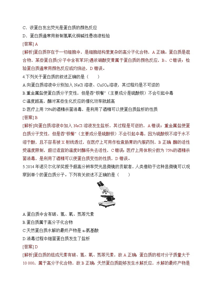 8.2.5蛋白质和氨基酸（分层练习）（解析版）第2页