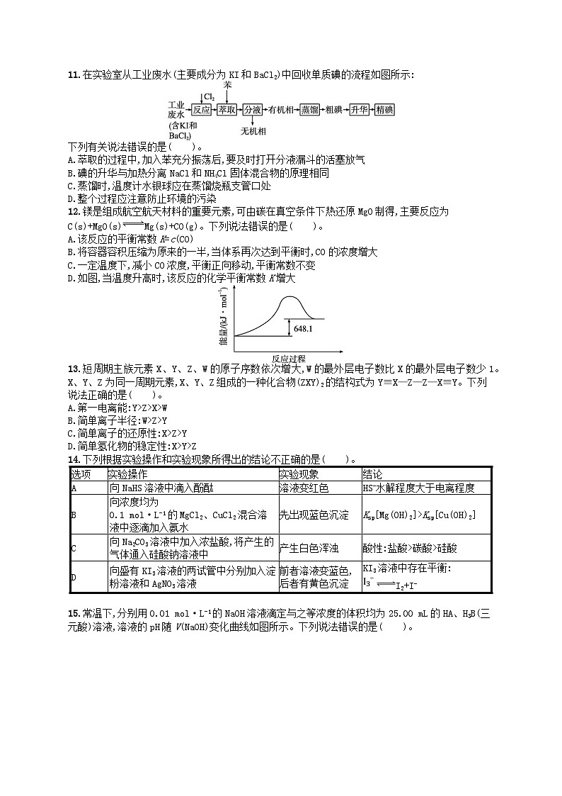 新高考新教材广西专版2024届高考化学二轮总复习题型专项练选择题专项练2第3页