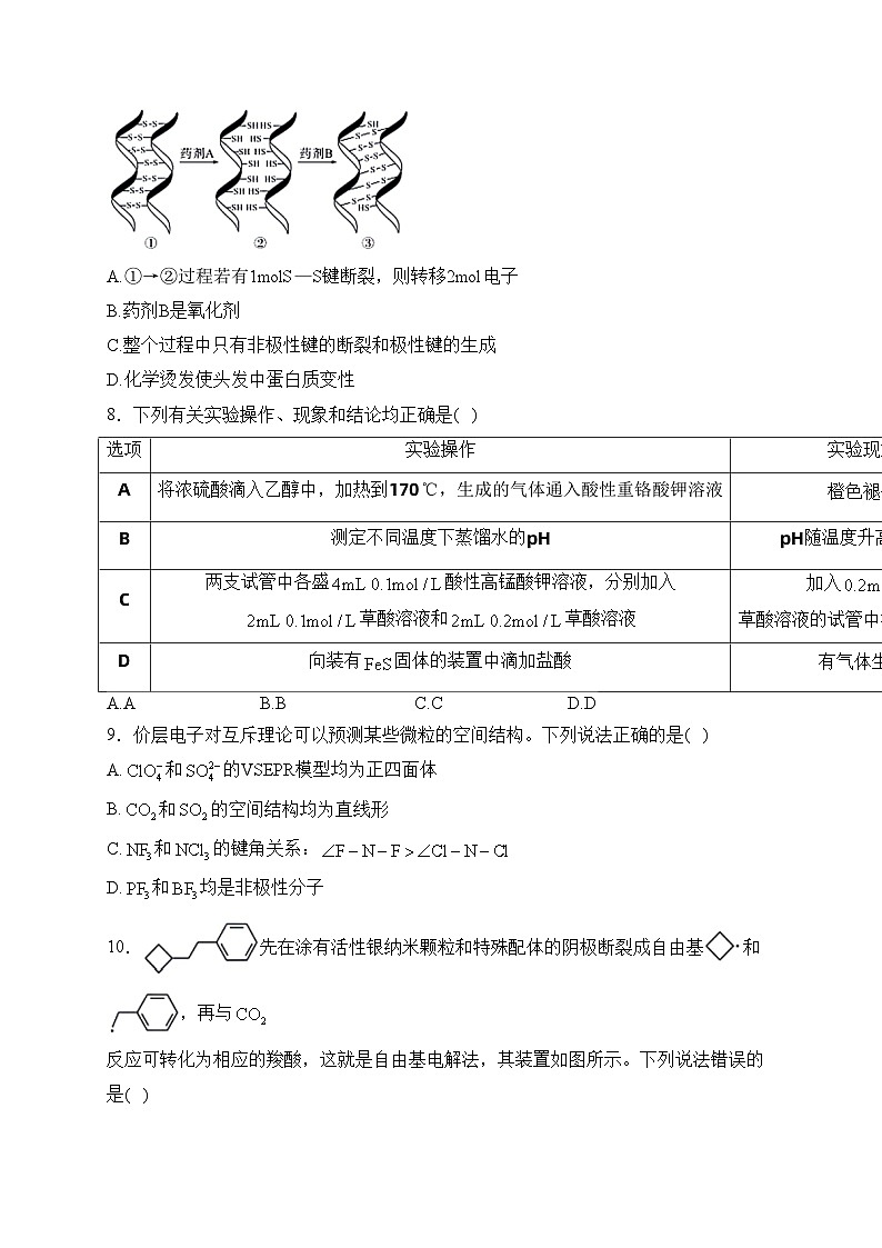 2024届高三下学期第二次学业质量评价（T8联考）化学试卷(含答案)03