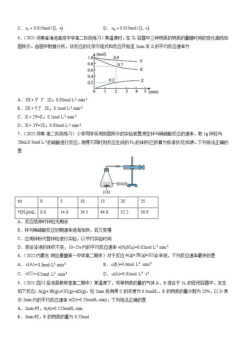 人教版2019选择性必修1高二化学同步学习高效学讲练2.1.1化学反应速率(精准练习)(原卷版+解析)02