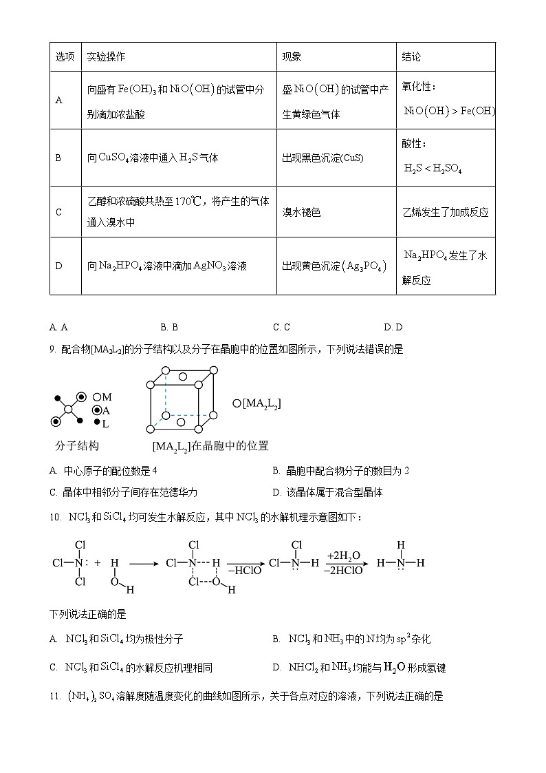 2023年重庆新高考化学真题（Word版附解析）03