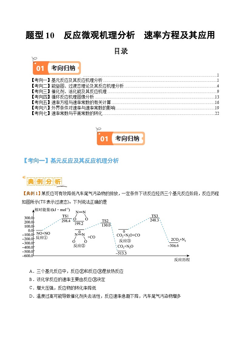 题型10反应微观机理分析速率方程及其应用-2024年高考化学二轮题型归纳与变式演练（新高考）01